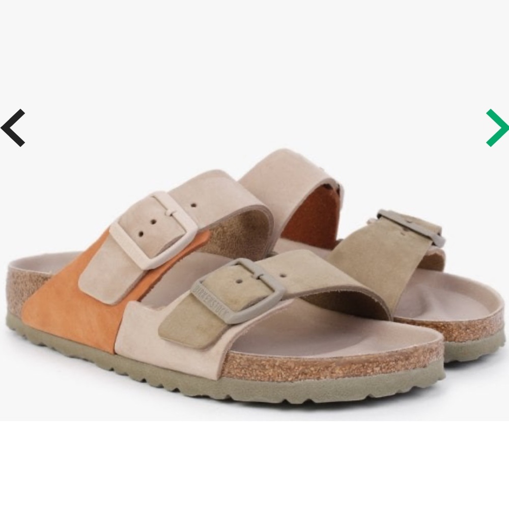 Arizona Split Sandcastle Faded Khaki Leather Two Bar Mules